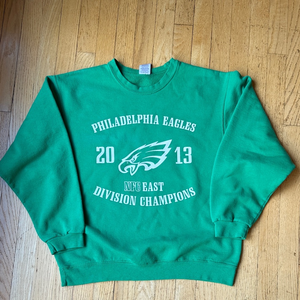 Jerzees Green Philadelphia Eagles Crewneck Sweater
